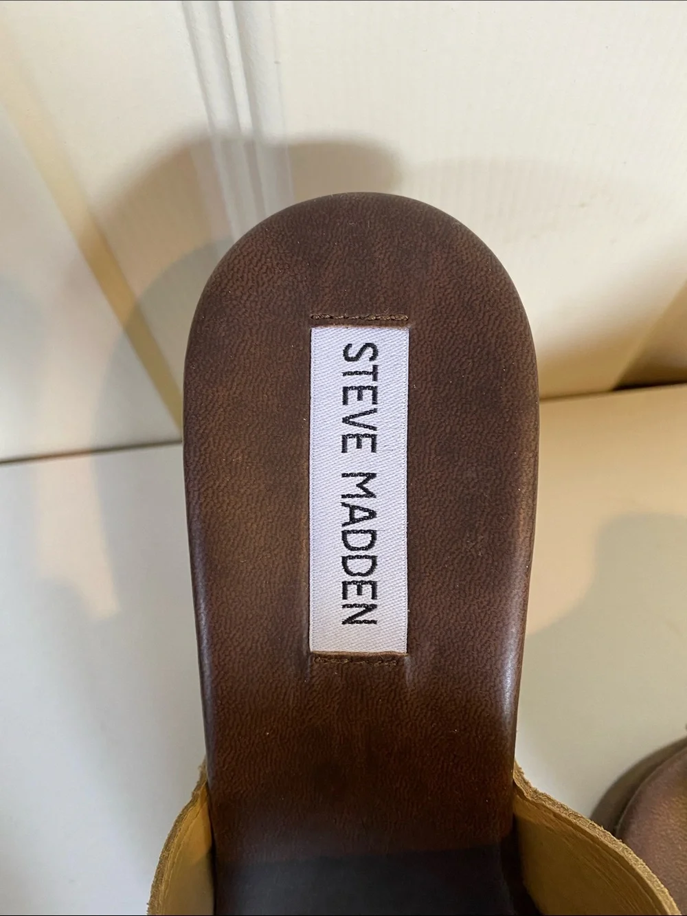 Steve Madden Tan Suede Studded Platform Mules